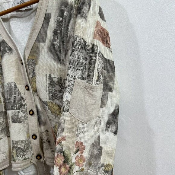 ST JOHN Sport By Marie Multicolored Button Up V-Neck Cardigan Sweater, Sz S/M - Picture 3 of 13